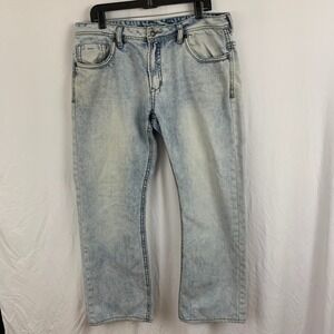 Buffalo David Bitton BDB Mens Jeans Acid Wash Distressed Straight Leg 36x32
